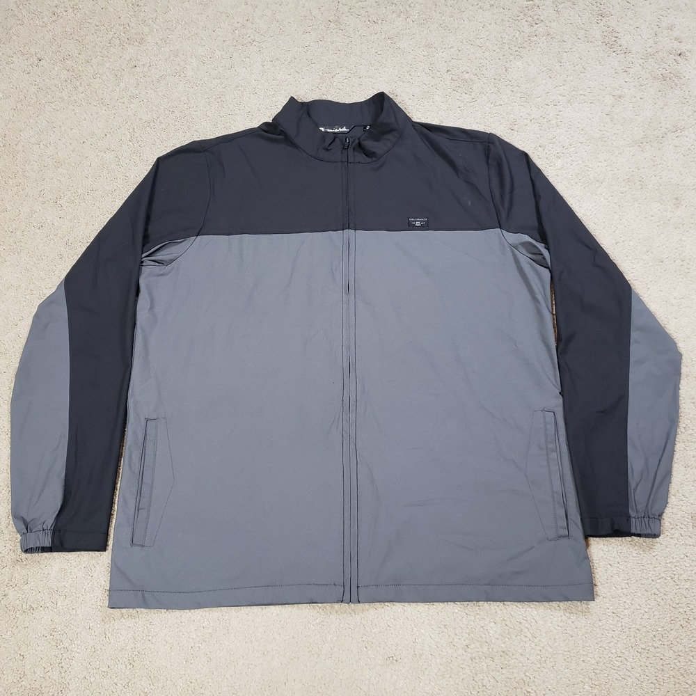Travis Mathew‎ Future Primitive Jacket Men XL Black Gray Zip Stretch Golf Casual
